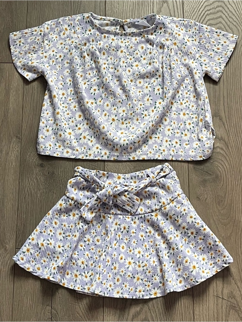 ZARA Daisy Floral Print Light Purple Girls Size 6 Boxy Top and Skort Outfit Set